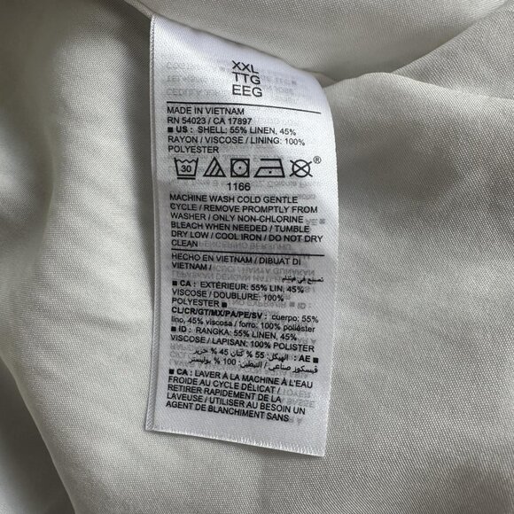 Old Navy‎ Blazer Womens 2XL Cream Linen Blend Striped Double Breasted Coastal - Picture 7 of 10